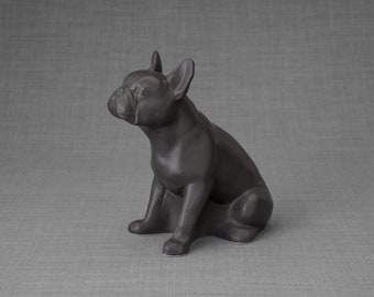 French Bulldog Pet Urn - Grey Matte | Ceramic Dog Urn