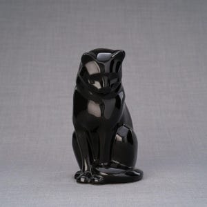 Black Cat Urn For Ashes with Personalization ~ Ceramic Pet Urn with Inner Coating® for Lifetime Guarantee ~ Keepsake Gift | Neko
