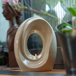 Cremation Urn for Ashes &quot;The Passage&quot; - Medium | Craquelure | Ceramic Urn