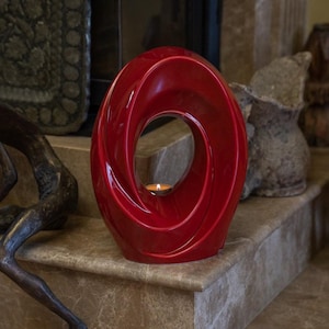 Cremation Urn for Ashes &quot;The Passage&quot; - Large | Red | Ceramic Urn