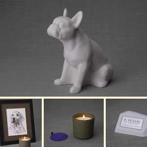 French Bulldog Bundle - 4 Pieces - Portrait | Urn | Nameplate Holder | Scented Candle