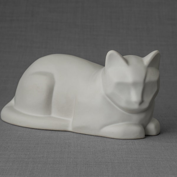 Cat Cremation Urn for Ashes - White Matte/Ceramic