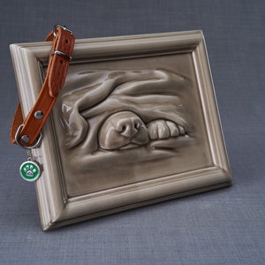 Dog Cremation Urn for Ashes - Beige Gray/Ceramic