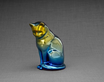 Neko Pet Urn for Ashes - Shiny Yellow / Ceramic / Handmade