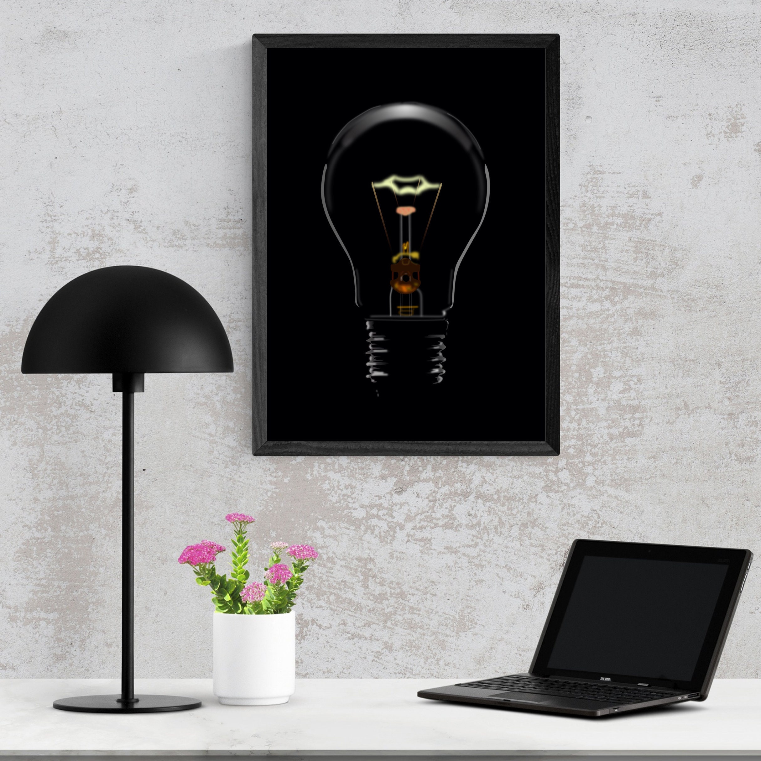 Large Digital Poster of a Light Bulb That Looks Like a Photo. | Etsy UK