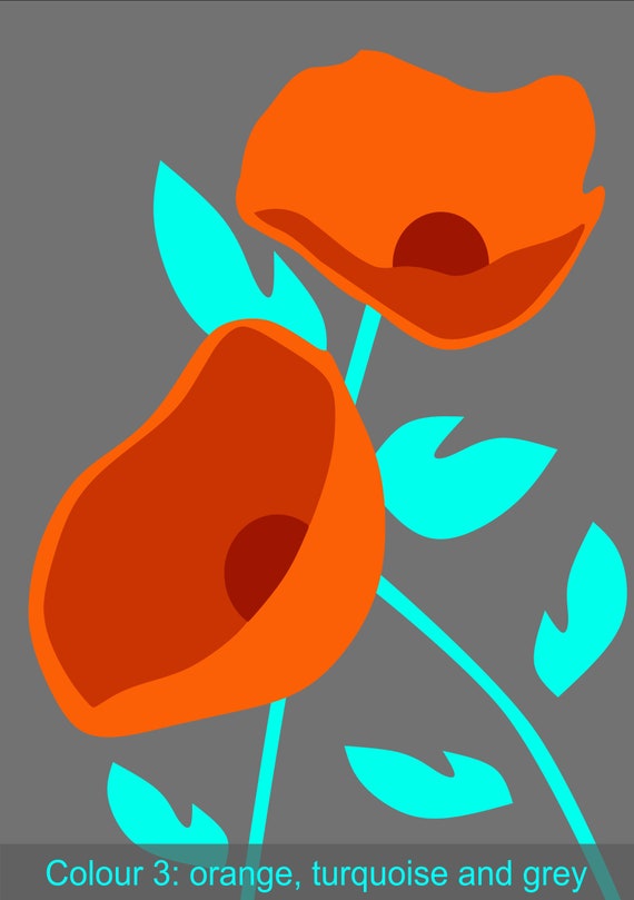 Modern Floral Art In Pop Art Style Colors Contemporary Poppy Print In A Choice Of 4 Colours Perfect Flower Wall Art For All Decor Styles
