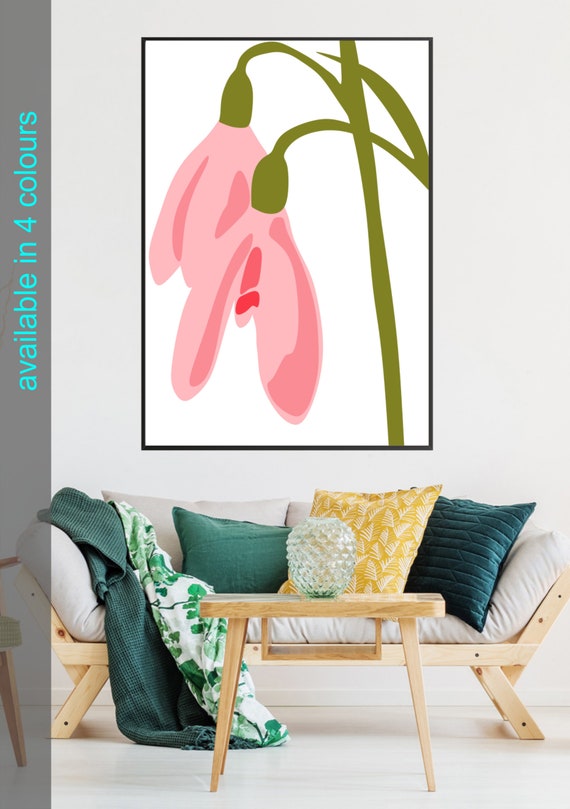 Floral Pop Art Design Of Snowdrops In A Choice Of 4 Colours A Unique Piece Of Wall Decor Suitable For Any Contemporary Or Modern Decor