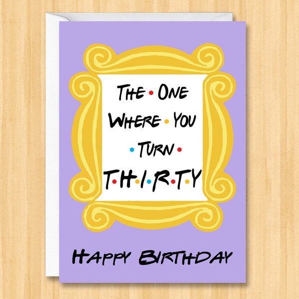 Friends 30th Birthday Card, Happy 30 Birthday Card, The One Where You Turn Thirty