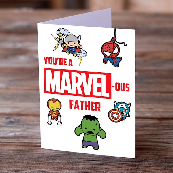 Marvel Fathers Day Card, Avengers Dad Card, You're a Marvelous Father, Superhero Father's Day Card