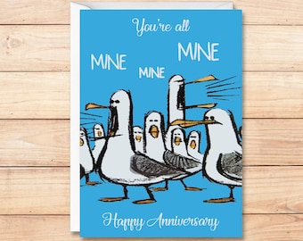 Finding Nemo Mine Mine Mine Anniversary Card, Finding Nemo Seagulls Anniversary Card, Finding Nemo Finding Dory Love Card