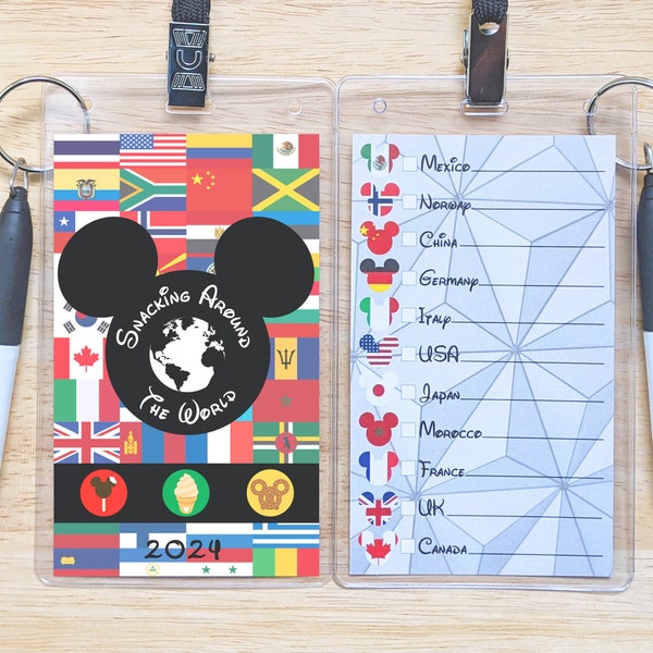 Snack Around the World Passport Lanyard, Kid Friendly Epcot Snacking Passport, Eating Around the World Showcase - Personalization