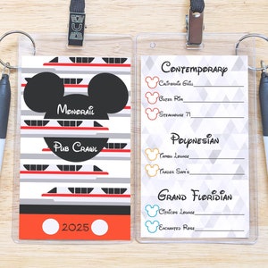Monorail Pub Crawl Passport Lanyard, Monorail Bar Crawl Passport  - Mickey/Minnie Ears and Personalization