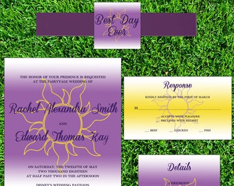 Tangled Rapunzel Sun Lantern Wedding Invitation, Fairy Princess Wedding Invitation, Fairytale Wedding Invitations