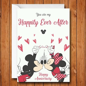 Mickey & Minnie Happily Ever After Anniversary Card, Mickey Minnie Anniversary Card, Mickey Minnie Love Card