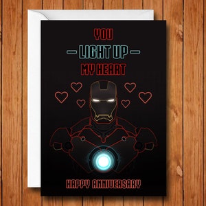 Iron Man Anniversary Card, Tony Stark Anniversary Card, Iron Man Love Card, You Light Up My Heart bild 1