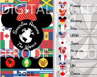 Snack Around the World Passport, Printable Kid Friendly Epcot Snacking Passport, World Showcase Food - Minnie 2025 - INSTANT DOWNLOAD