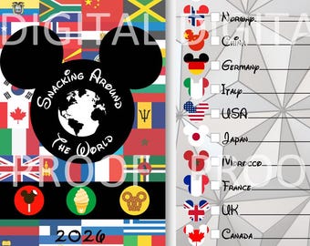 Snack Around the World Passport, Printable Kid Friendly Epcot Snacking Passport, World Showcase Food - Mickey 2026 - INSTANT DOWNLOAD