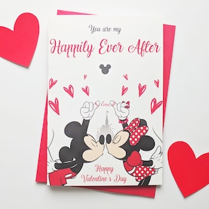 Mickey & Minnie Happily Ever After Valentine&#39;s Day Card, Mickey Minnie Valentine Card, Mickey Minnie Love Card