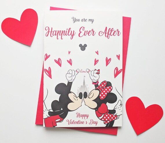 Vintage Disney Valentine's Day Card Lot of 2 Mickey & Minnie Mouse Unsigned