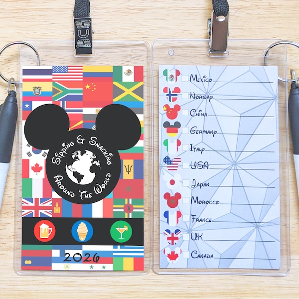 Sipping & Snacking Around the World Passport Lanyard, Combined Epcot Drink/Snack Passport, World Showcase - Personalization