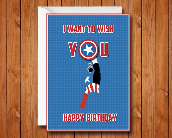 Captain America Birthday Card, Avengers Birthday Card, Marvel Birthday Card, I Want to Wish You Happy Birthday
