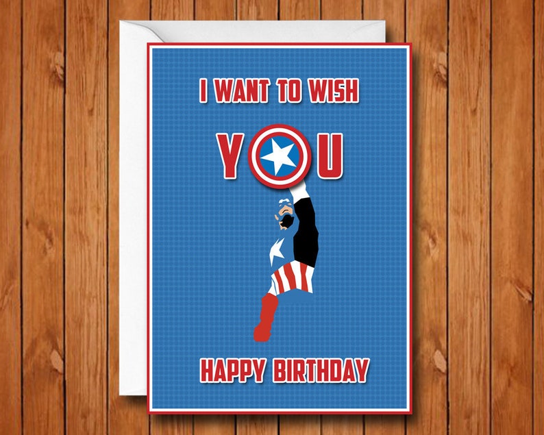 Captain America Birthday Card, Avengers Birthday Card, Marvel Birthday Card, I Want to Wish You Happy Birthday bild 1