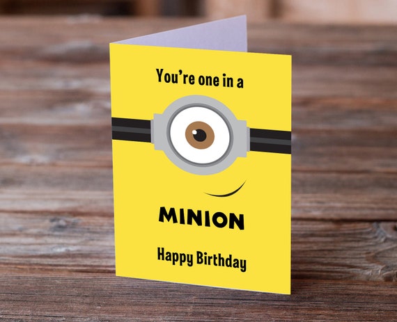 Minions Despicable Me Birthday Card Minions Bday Card Minion Etsy