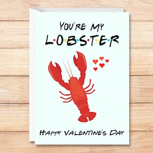 Friends Lobster Valentine&#39;s Day Card, Friends Valentine Card, Lobster Valentine, You&#39;re My Lobster Card