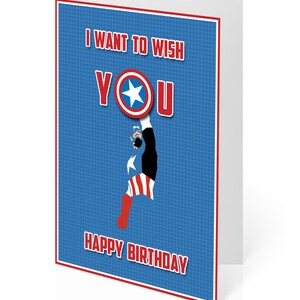 Captain America Birthday Card, Avengers Birthday Card, Marvel Birthday Card, I Want to Wish You Happy Birthday bild 2
