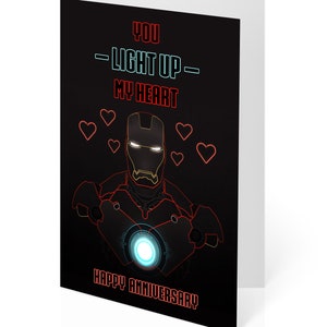 Iron Man Anniversary Card, Tony Stark Anniversary Card, Iron Man Love Card, You Light Up My Heart bild 2