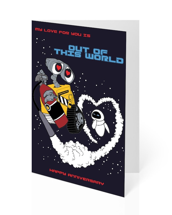 WALL-E Eve Anniversary Card, WALL-E Eve Love Card, Anniversary