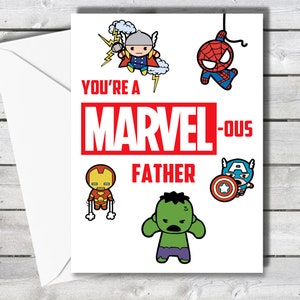 Marvel Fathers Day Card, Avengers Dad Card, You're a Marvelous Father ...