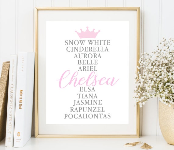 Personalized Princess Baby Girl Print, Fairytale Princess Name