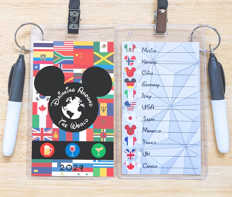 Drink Around the World Passport Lanyard, Epcot Drink Passport, World Showcase Personalization image 1