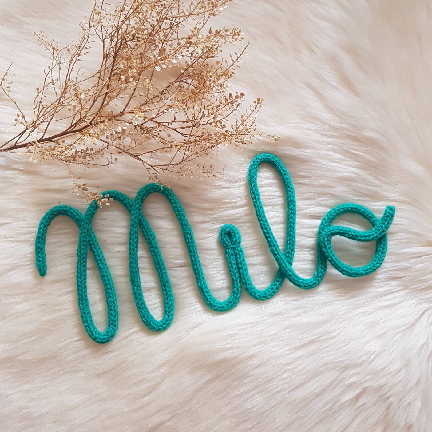 First Name In Natural Wool Knitted Decoration Personalized Etsy First Name In Natural Wool Knitted Decoration Personalized Etsy