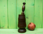 Vintage carved wooden mortar.