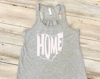 Ohio Home Tank Top, Ohio State Outline, Ohio State Shape, Ohio Home Shirt, Women's Racerback Flowy Tank Top