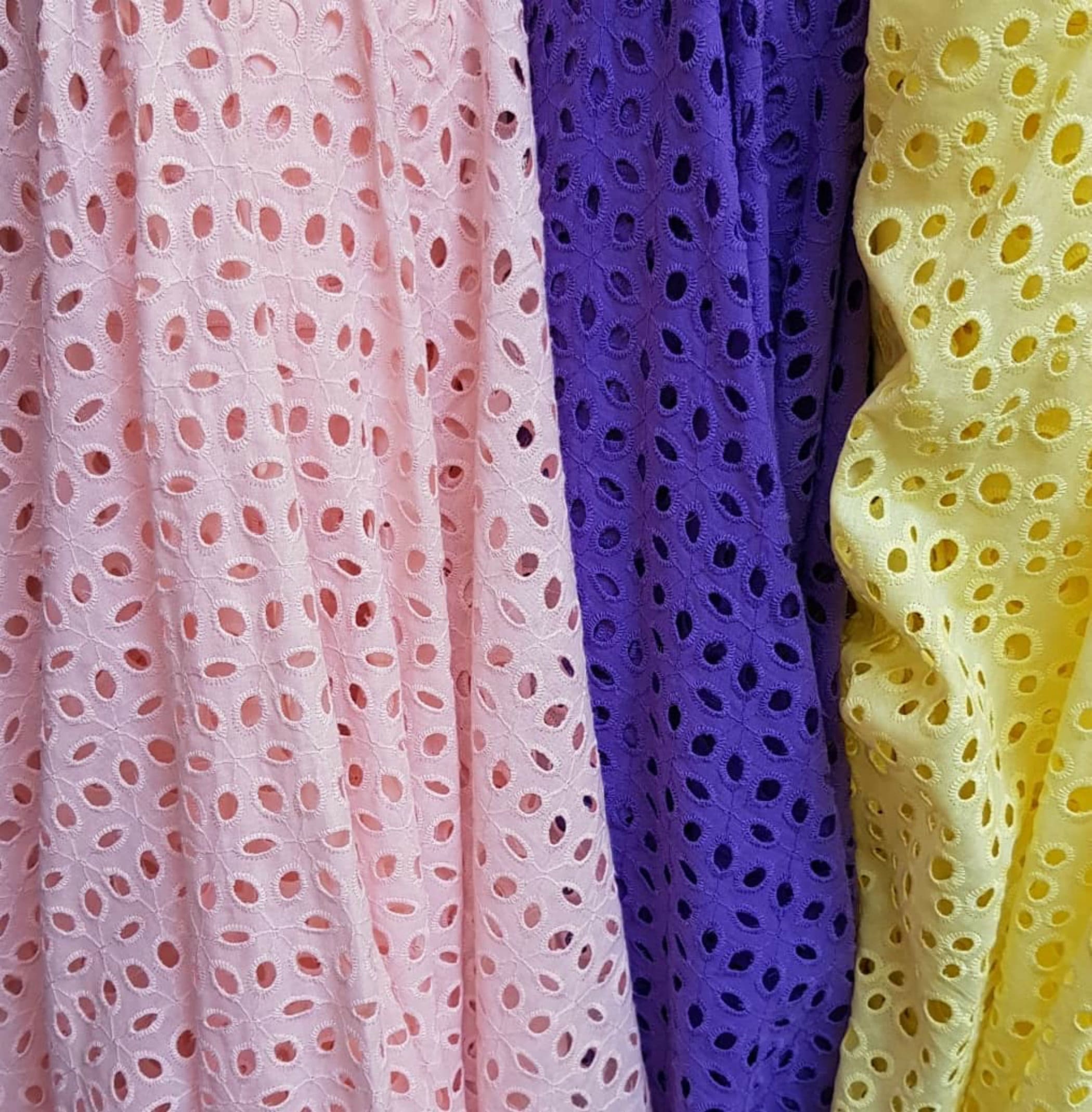 Eyelet cotton lace fabric embroidered Batiste organic Etsy