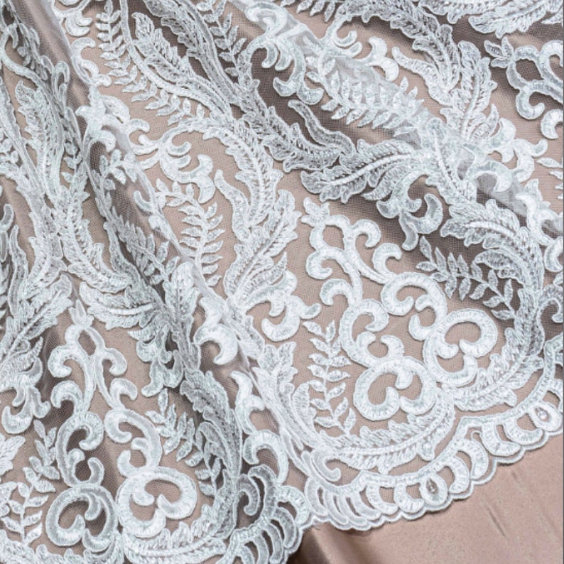 Tulle by the yard crochet lace fabric Couture lace flower Etsy