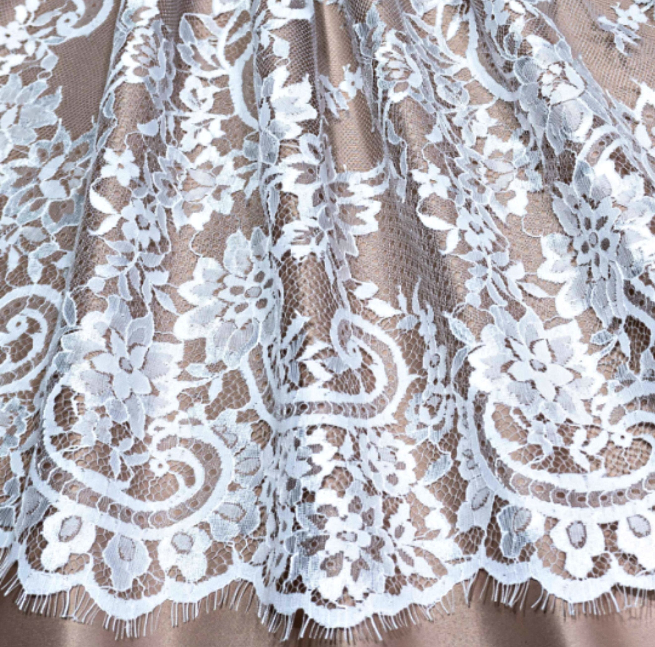 Couture lace white fabric Lace by the yard boho fabric Soft Etsy