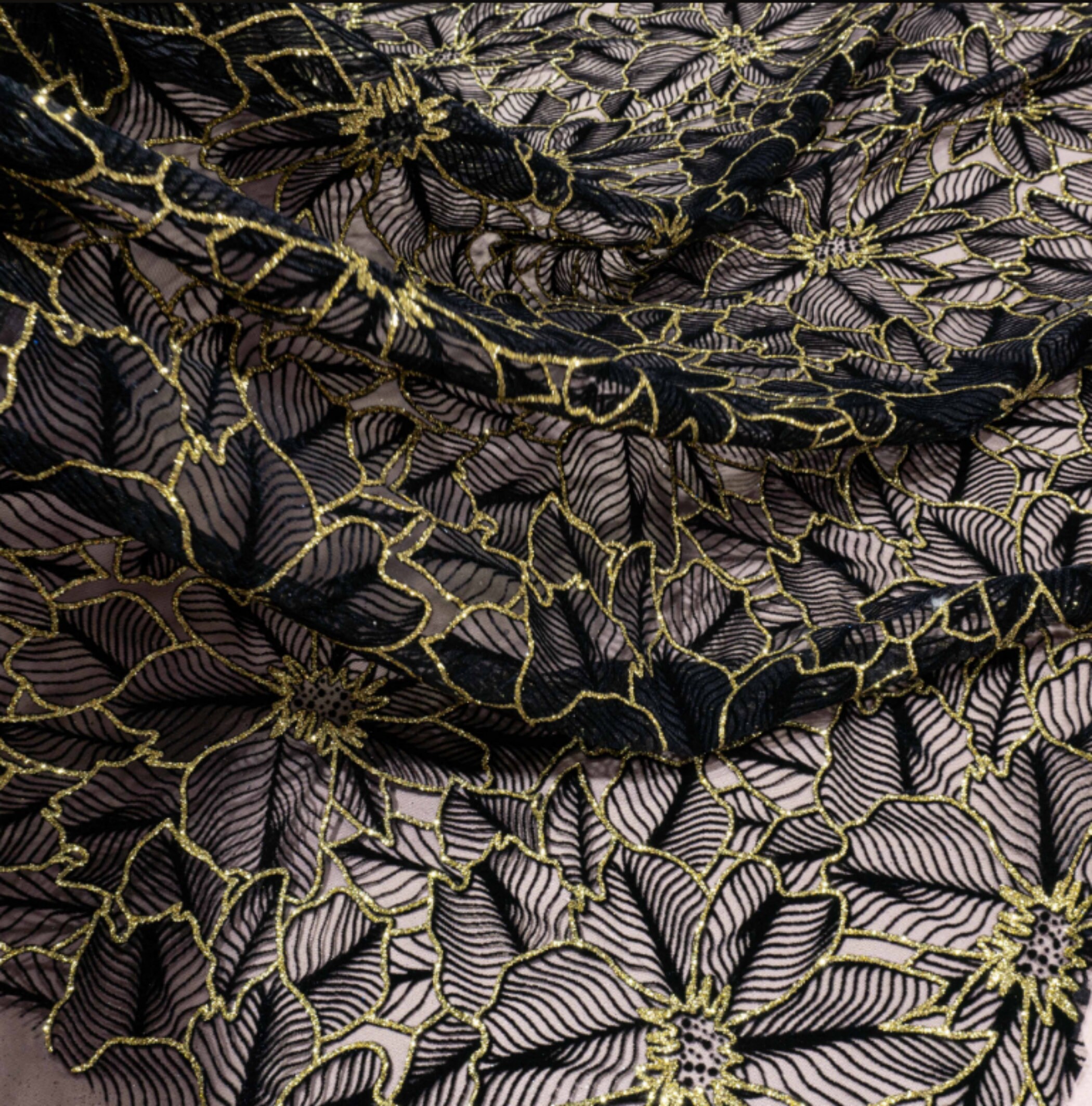 Green glitter fabric Lace by the yard Shiny mesh floral Etsy