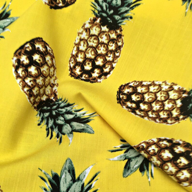 Soft cotton pineapple cotton poplin fabric Cotton twill yellow Etsy