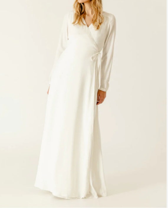 long sleeve wrap wedding dress