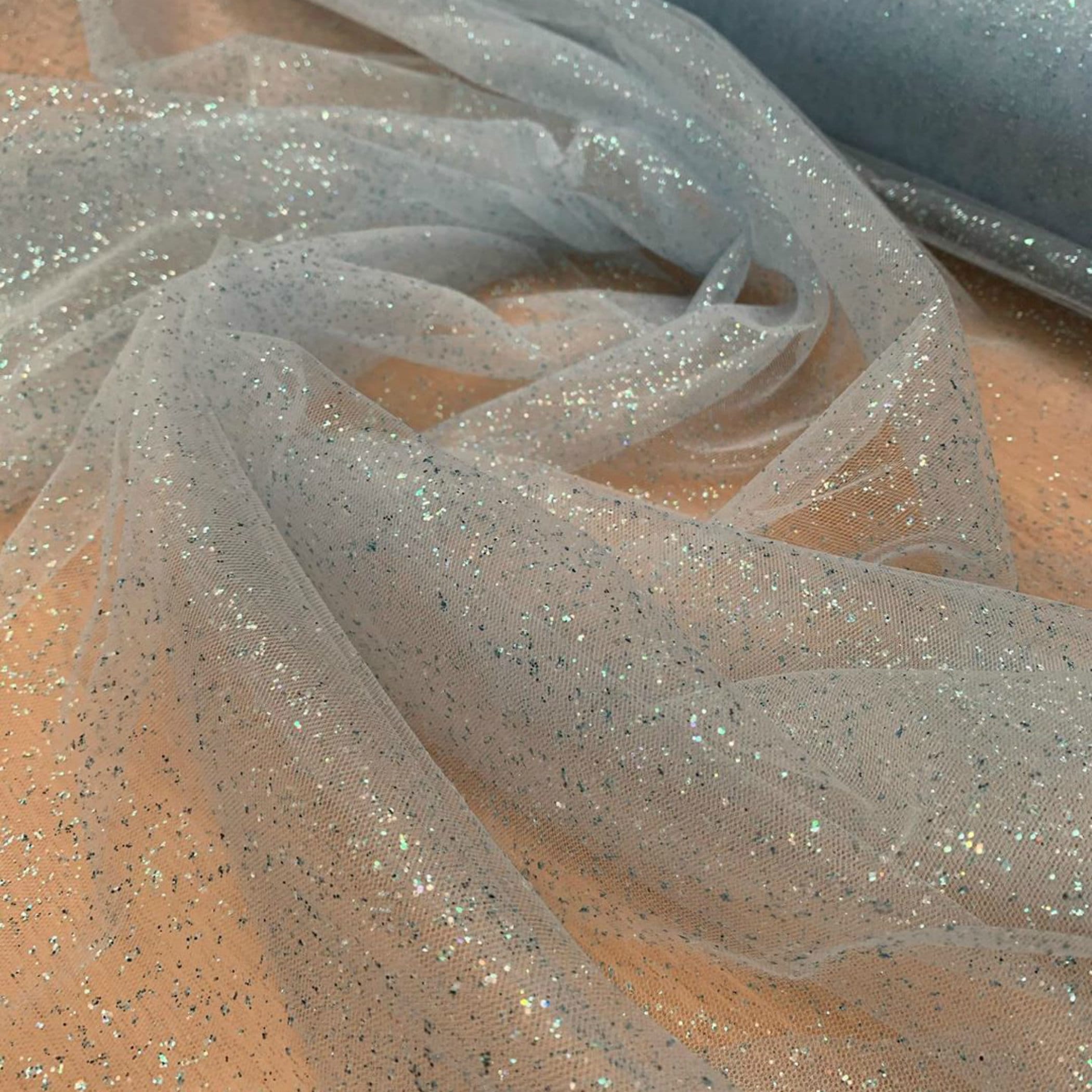 Glitter tulle white shiny mesh fabriс by the yard Wedding Etsy