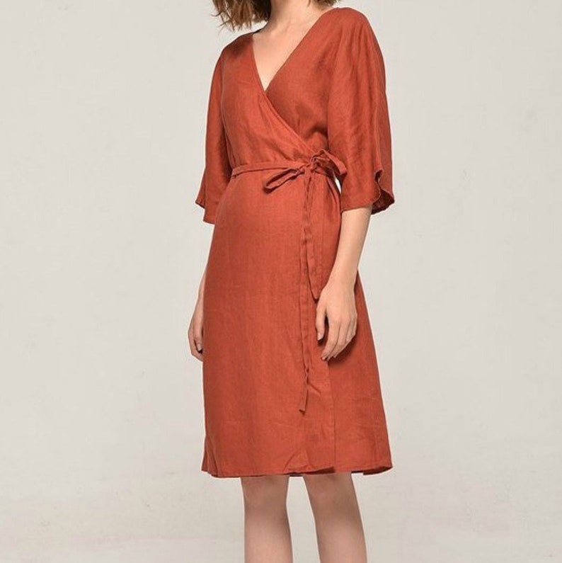 etsy linen wrap dress