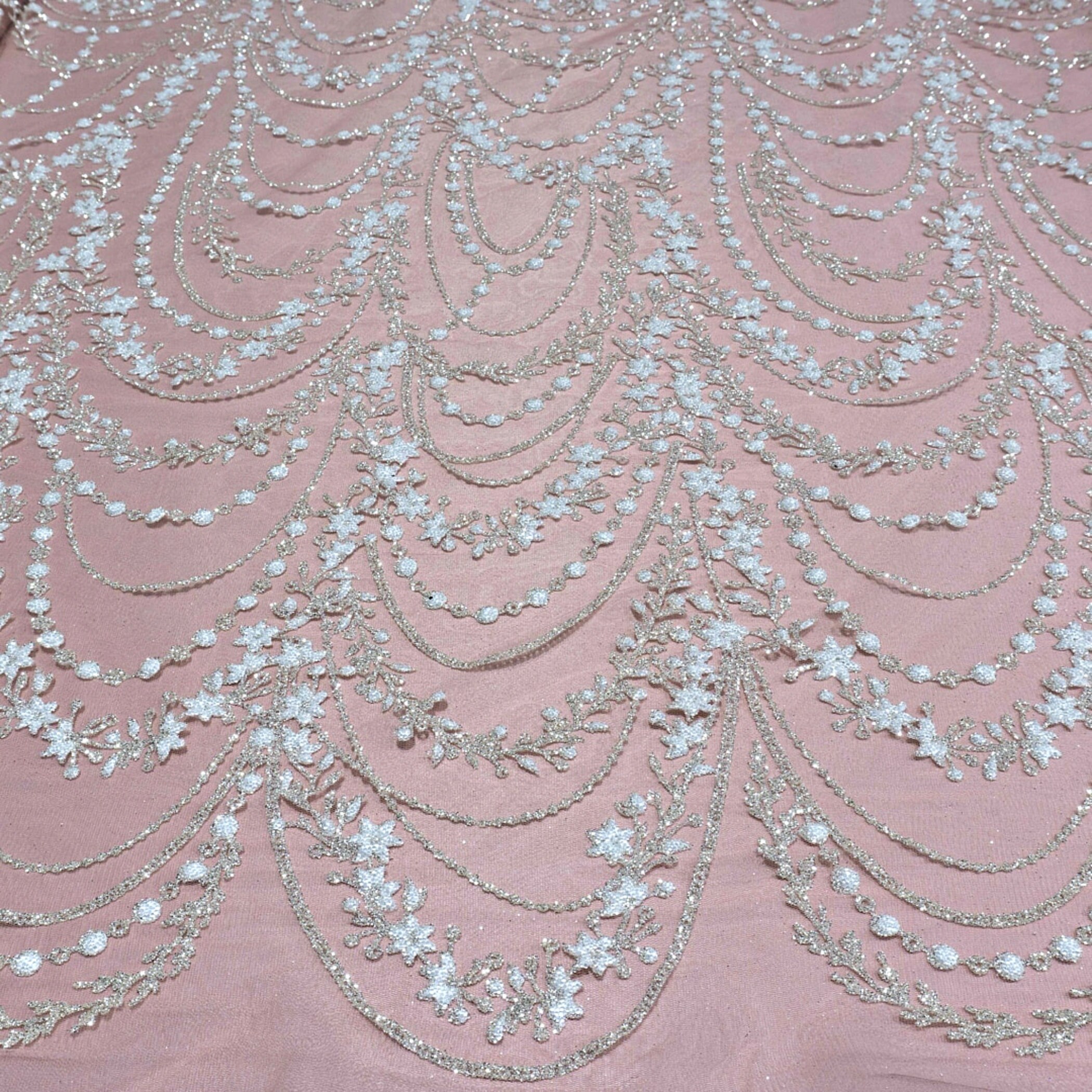 Glitter 3d lace fabric by the yard Shiny mesh embroidered Etsy