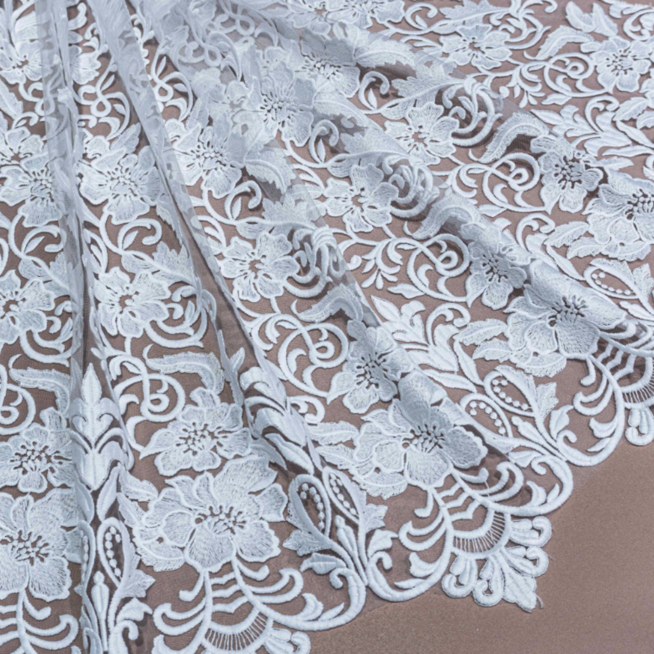 White lace fabric by the yard Soft flower embroidered boho Etsy White lace fabric by the yard Soft flower embroidered boho Etsy