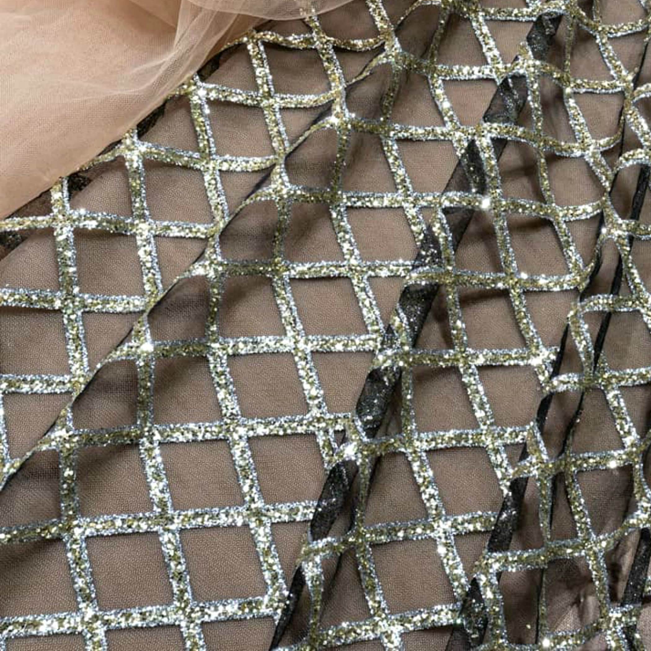 Glitter mesh lace shiny 3d fabriс by the yard Sparkle black Etsy