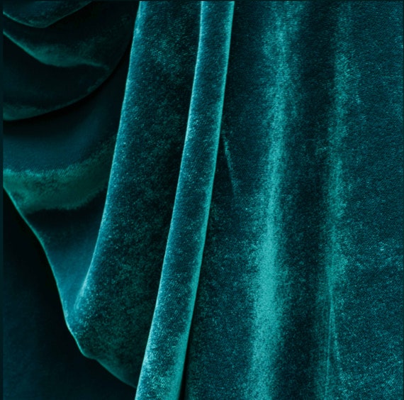 Stretch Silk Velvet Fabric by the Yard Crushed Velvet Material French Blue  Dress Velvet Fabric 