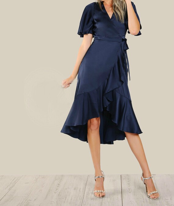 wrap style dress for wedding guest